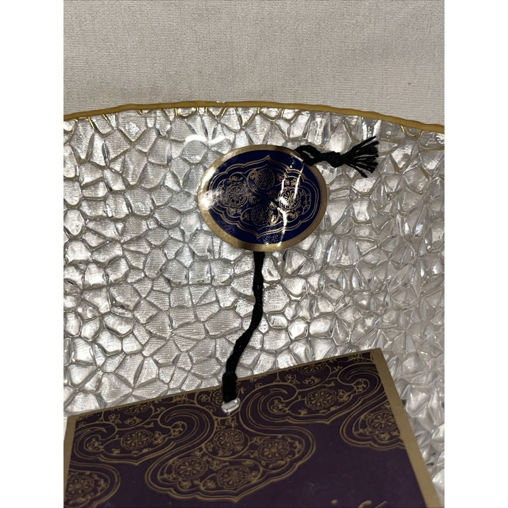 ARTISTIC ACCENTS PEBBLE TEXTURED CLEAR GLASS‎ GOLD TRIM HAND DECORATED 3 BOWLS - Picture 4 of 6